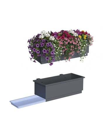 relaxdays 2x Balkonkasten in Anthrazit - (B)50 x (H)17 x (T)19 cm