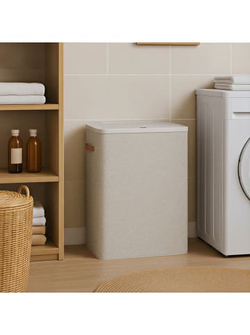 SONGMICS Wäschekorb Brosi in Beige - (B)40 x (H)75 x (T)64 cm
