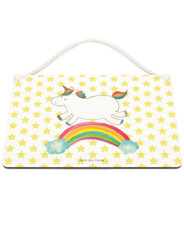 Mr. & Mrs. Panda Deko Schild Einhorn Regenbogen ohne Spruch in Weiß