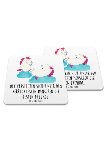 Mr. & Mrs. Panda Untersetzer Einhorn Sekt mit Spruch in Weiß