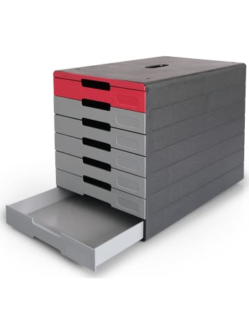 Durable Schubladenbox Idealbox Pro 7, 7 Schubladen geschlossen anthrazit/grau/rot