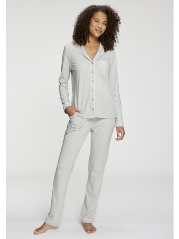 LASCANA Pyjamahose in grau meliert