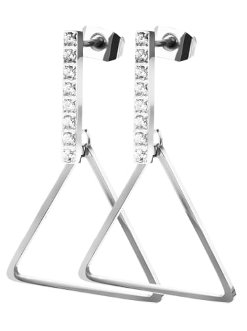 Adeliás Damen Ohrringe aus Edelstahl mit Strass in silber