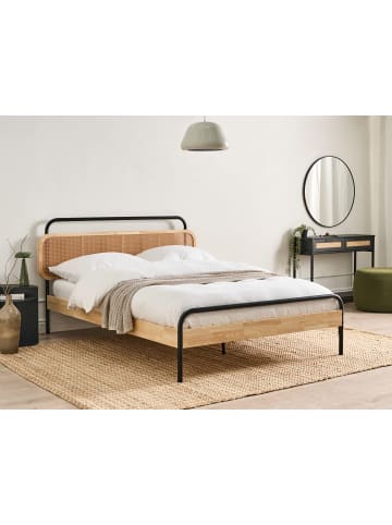 Beliani Doppelbett BOUSSICOURT in Braun/Schwarz - (W) 162 x (H) 100 x (L) 210 cm