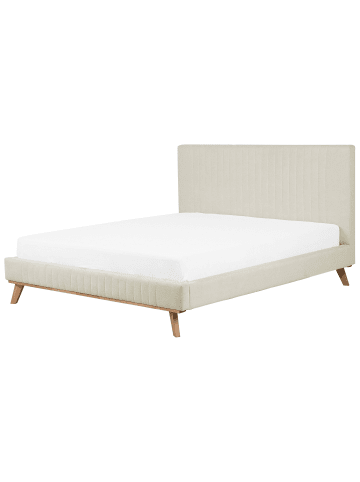 Beliani Doppelbett TALENCE in Beige/Braun - (W) 198 x (H) 106 x (L) 218 cm