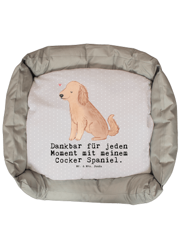 Mr. & Mrs. Panda Hundebett Blümchener Spaniel Moment mit Spruch in Grau Pastell