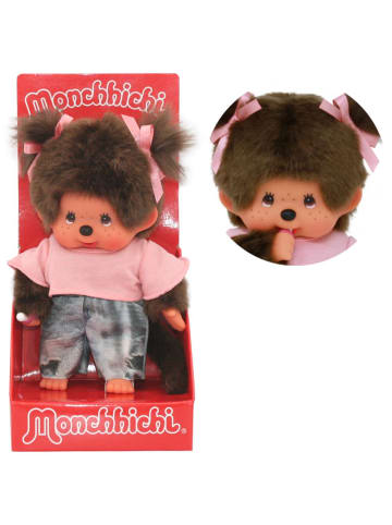 Monchhichi Jeans Mädchen mit zwei Zöpfchen | 20 cm | Monchhichi Puppe | Fashion