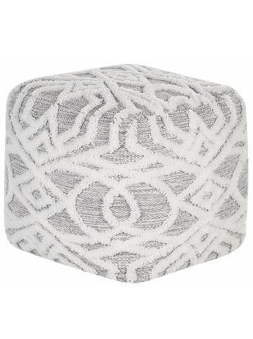 Beliani Pouf BHILWARA in Weiß/Grau - (W) 40 x (H) 40 x (L) 40 cm