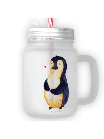 Mr. & Mrs. Panda Trinkglas Mason Jar Pinguin Diät ohne Spruch in Transparent