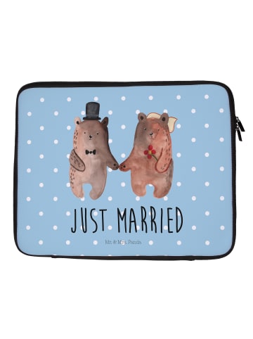 Mr. & Mrs. Panda Notebook Tasche Bär Heirat mit Spruch in Blau Pastell