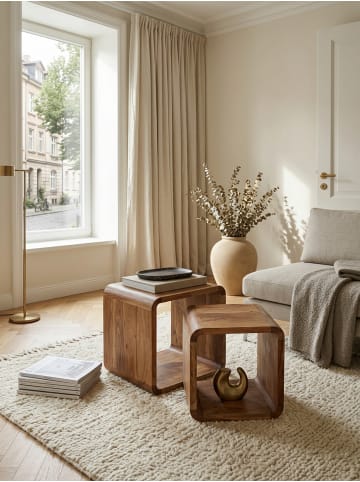 KADIMA DESIGN Satztisch 2er-Set | Akazie, Massivholz, Braun