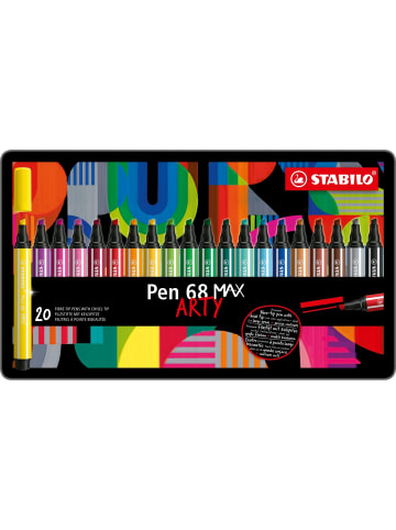 STABILO Fasermaler Pen 68 Max Keilspitze Etui Arty Packung mit 20 Stifte