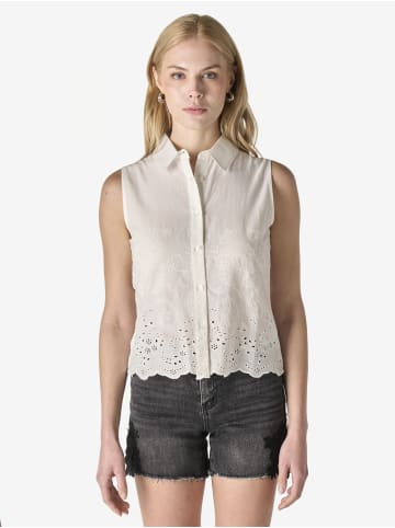 KOROSHI Kurzärmelbesticktes Damenhemd in weiß