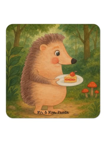 Mr. & Mrs. Panda Bierdeckel Igel Kuchenstück Design ohne Spruch in Weiß