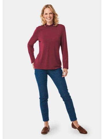 GOLDNER Stehkragenshirt mit Langarm in dunkelrot