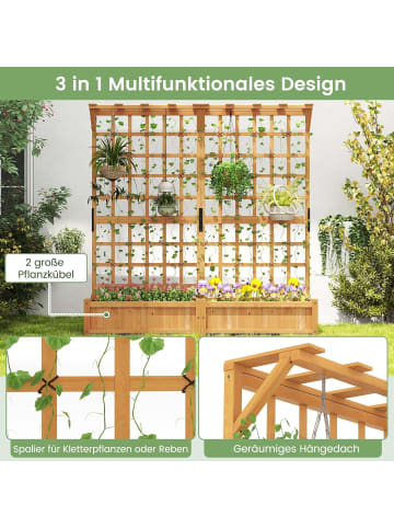 COSTWAY Blumenkasten mit Spalier & Dach 180x48x183cm in Orange