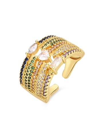 Luxenter ring in metal alloy and multicoloured zirconia finished 18k yellow gold Thihsak