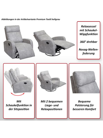 MCW Fernsehsessel A54 Premium, drehbar, Wippfunktion, Stoff/Textil hellgrau