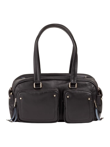 DuDu Pocket Schultertasche Leder 33 cm in nero