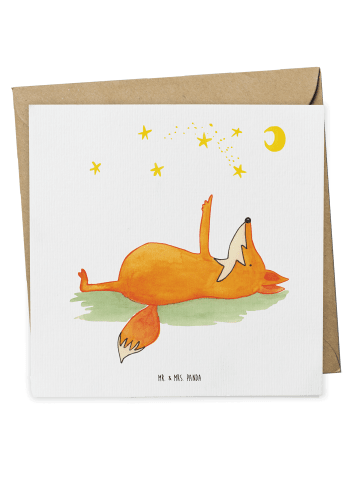 Mr. & Mrs. Panda Glückwunschkarte Fuchs Sterne ohne Spruch in Weiß