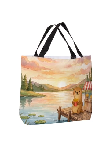 Mr. & Mrs. Panda Tote Bag Otter See Pommes Design ohne Spruch in Weiß