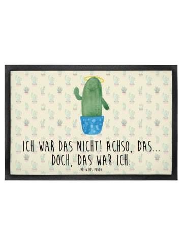 Mr. & Mrs. Panda Fußmatte Kaktus Heilig mit Spruch in Kaktus Grün