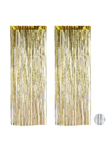 relaxdays 2x Partyvorhang in Gold - (B)100 x (H)250 cm