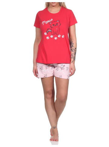 NORMANN Shorty Pyjama Schlafanzug Katzen    - 73913 in pink