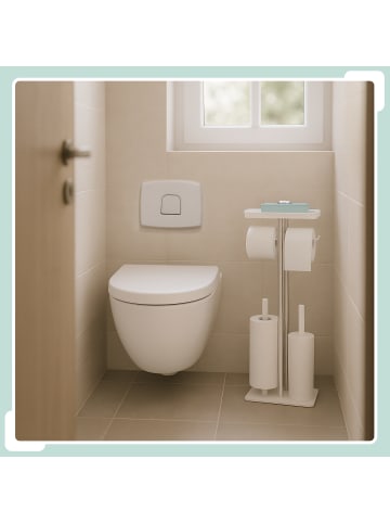 relaxdays WC-Garnitur in Weiß – (B)30 x (H)77 x (T)15 cm