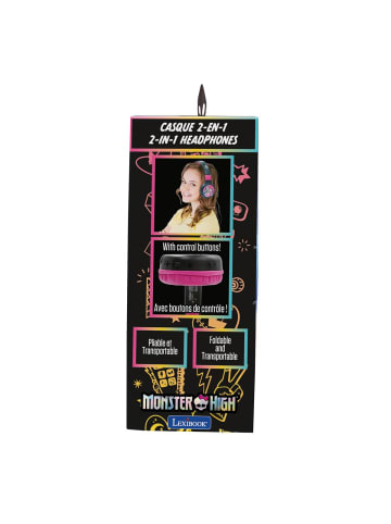 Lexibook Monster High 2-in-1 Bluetooth® & Kabel-Kopfhörer faltbar