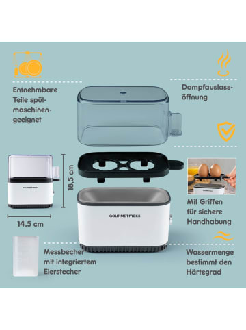 Gourmetmaxx GOURMETmaxx Design-Eierkocher für 2 Eier mit Messbecher & Eierstecher - kompakt