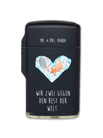 Mr. & Mrs. Panda Feuerzeug Mäuse Herz mit Spruch in Schwarz