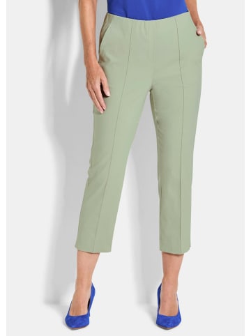 GOLDNER Elegante 7/8-Hose mit Biesen in graugrün
