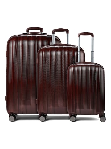 Polestream Moonrock 4 Rollen Kofferset 3-teilig mit Dehnfalte dark red brushed