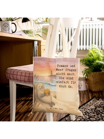Mr. & Mrs. Panda Tote Bag Robbe Pommes Design mit Spruch in Weiß