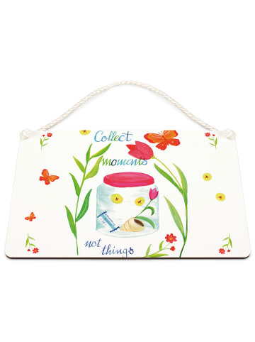 Mr. & Mrs. Panda Schild Collect Moments, not things mit Spruch in Bunt