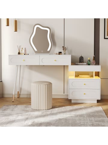 ABRIHOME Schminktisch mit LED in Weiß - 140x40x130 cm