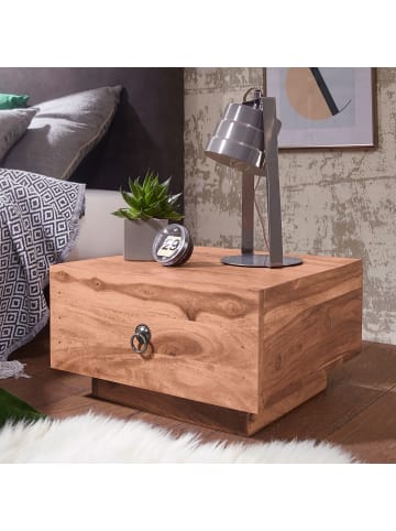 KADIMA DESIGN Nachttisch Massivholz | Landhausstil, Schublade, 40x25x40cm in Beige