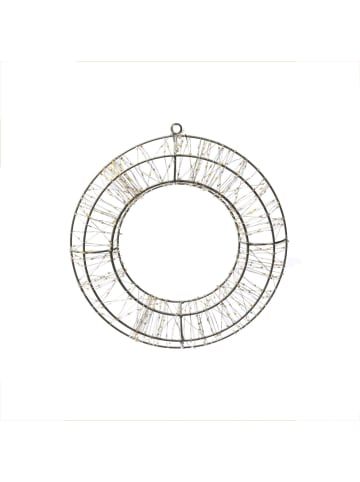 MARELIDA LED Kranz Dekokranz Türkranz Lichterkranz 400LED Timer D: 30cm in silber