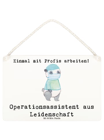 Mr. & Mrs. Panda Schild Operationsassistent Leidenschaft mit Spruch in Weiß