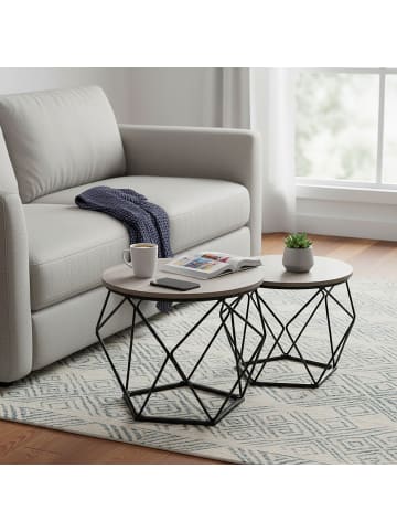 relaxdays 2-tlg. Couchtisch-Set in Grau/ Schwarz