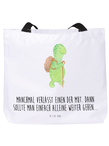Mr. & Mrs. Panda Tasche Schildkröte Wanderer mit Spruch in Weiß