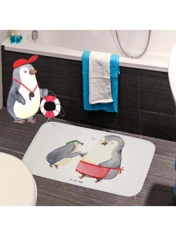 Mr. & Mrs. Panda Badvorleger Pinguin mit Kind ohne Spruch in Weiß