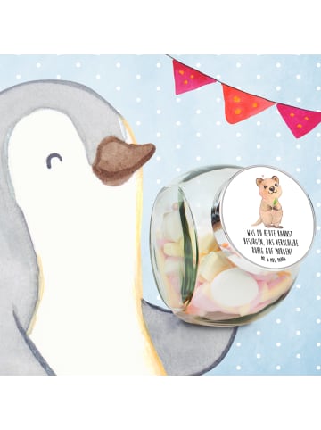 Mr. & Mrs. Panda Süßigkeiten Glas Quokka Happy mit Spruch in Weiß