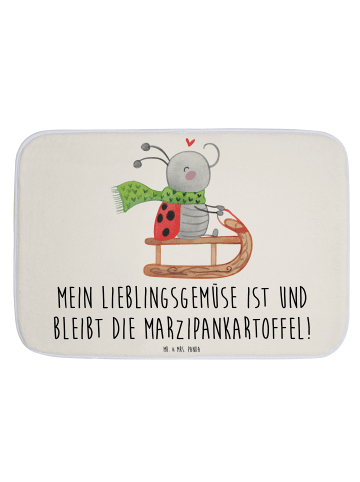 Mr. & Mrs. Panda Badezimmerteppich Smörle Rodeln mit Spruch in Weiß