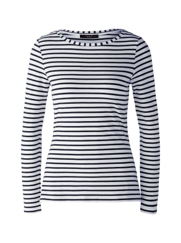 Oui Langarmshirt SUMIKO elastische Cotton-Modalmischung in dk blue white