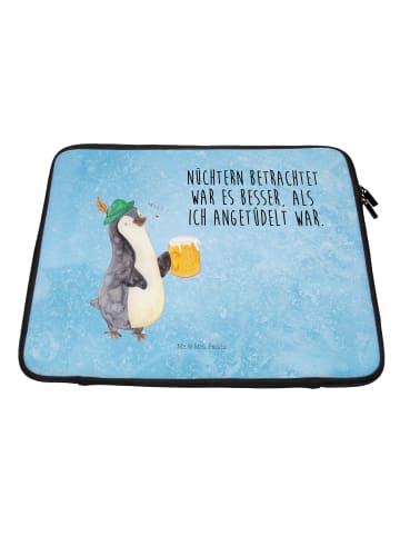 Mr. & Mrs. Panda Notebook Tasche Pinguin Bier mit Spruch in Eisblau