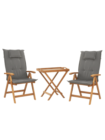 Beliani 3-tlg Bistro Set JAVA in Braun/Grau