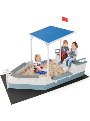 COSTWAY Sandkasten mit Dach in Weiß