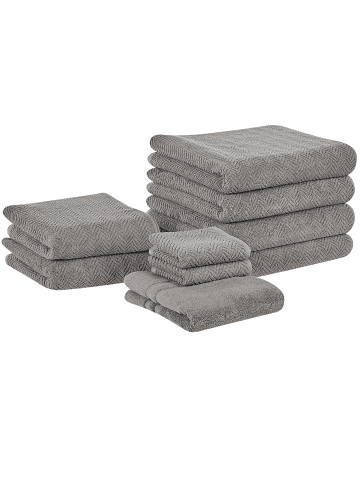 Beliani 9er-Set Handtuch MITIARO in Grau